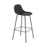 Muuto Fiber Barstol med Tube Base Og Ryglán Sort H97,5 cm