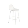 Muuto Fiber Barstol med Tube Base Og Ryglán Hvid/Hvid H87,5 cm