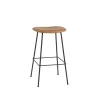 Muuto Fiber Barstol med Tube Base Láder Polstret Cognac/Sort H76 cm
