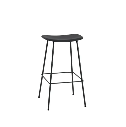 Muuto Fiber Barstol med Tube Base Sort H76 cm