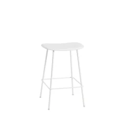 Muuto Fiber Barstol med Tube Base Hvid/Hvid H66 cm