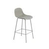 Muuto Fiber Barstol med Tube Base Og Ryglán Grå/Grå H87,5 cm