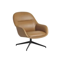 Muuto Fiber Lánestol Med Swivel Cognac Láder/Antracit