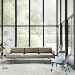Muuto Fiber Lánestol med Tube Base Polstret Divina 154/Sort