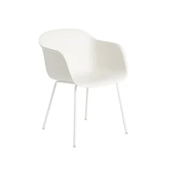 Muuto Fiber Spisebordsstol med Armlán og Tube Base Hvid
