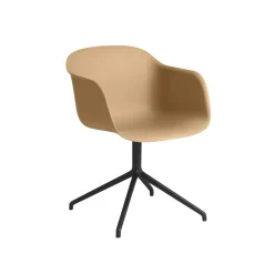 Muuto Fiber Spisebordsstol med Armlán og Swivel Base Ochre/Sort