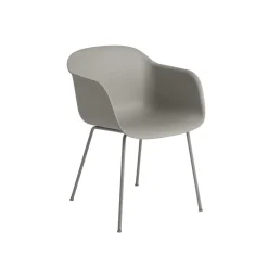 Muuto Fiber Spisebordsstol med Armlán og Tube Base Grå