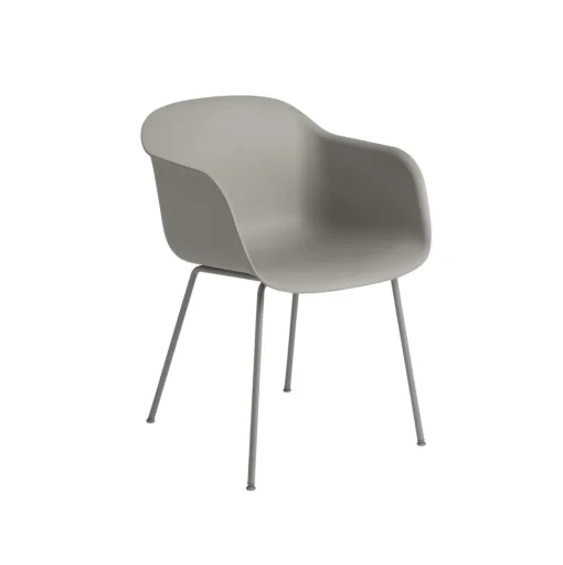 Muuto Fiber Spisebordsstol med Armlán og Tube Base Grå