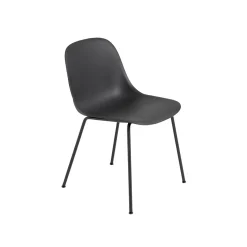 Muuto Fiber Spisebordsstol med Tube Base Sort