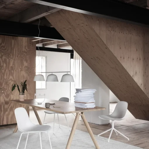 Muuto Fiber Spisebordsstol med Swivel Base Grå