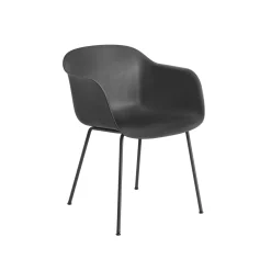 Muuto Fiber Spisebordsstol med Armlán og Tube Base Sort
