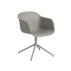 Muuto Fiber Spisebordsstol med Armlán og Swivel Base Grå