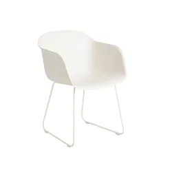 Muuto Fiber Spisebordsstol med Armlán og Sled Base Hvid