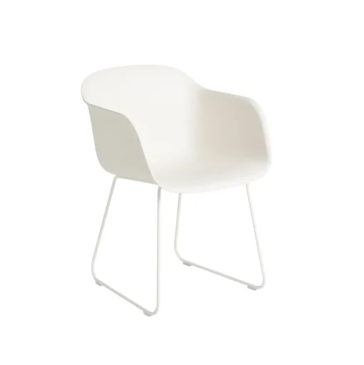Muuto Fiber Spisebordsstol med Armlán og Sled Base Hvid