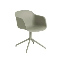 Muuto Fiber Spisebordsstol med Armlán og Swivel Base Støvet Grøn