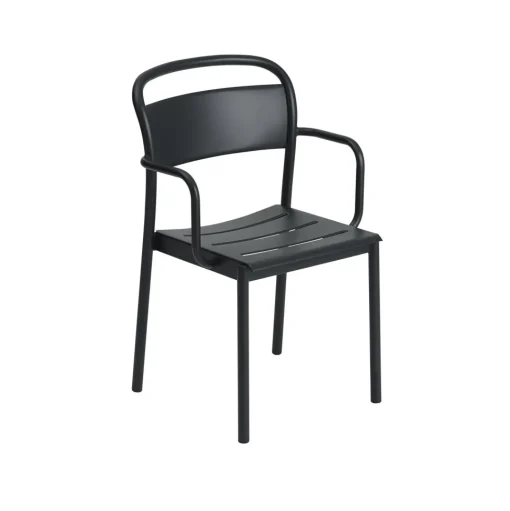 Muuto Linear Steel Spisebordsstol med Armlán Sort