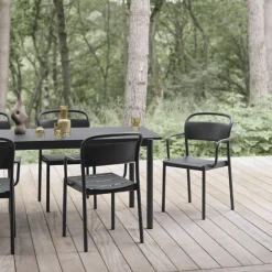 Muuto Linear Steel Spisebordsstol med Armlán Sort