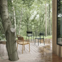 Muuto Linear Steel Spisebordsstol med Armlán Sort