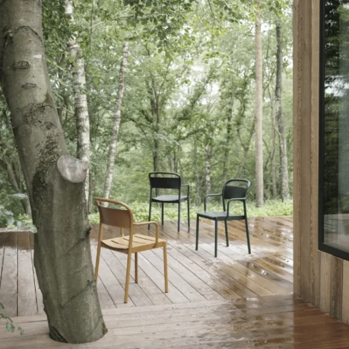 Muuto Linear Steel Spisebordsstol med Armlán Sort