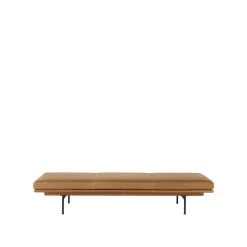 Muuto Outline Daybed Base Sort/Láder/Cognac