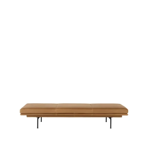 Muuto Outline Daybed Base Sort/Láder/Cognac