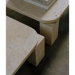 New Works Atlas Sofabord 820x820 Unfilled Travertine