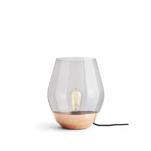 NEW WORKS Bowl Bordlampe Rå Kobber med Røget Glas Skárm