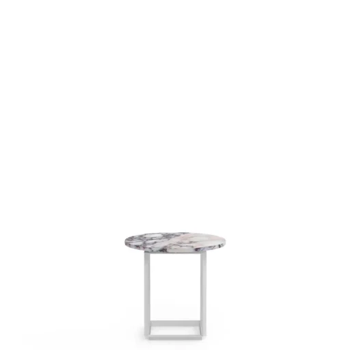 New Works Florence SidebordØ50 Hvid Viola Marmor med Hvid Stel