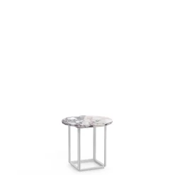 New Works Florence SidebordØ50 Hvid Viola Marmor med Hvid Stel