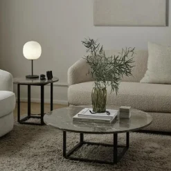 New Works Florence SidebordØ50 Hvid Viola Marmor med Hvid Stel