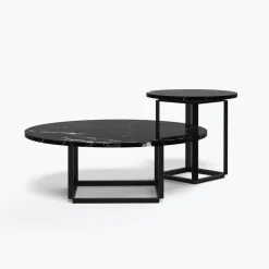 New Works Florence SofabordØ90 Sort Marquina Marmor