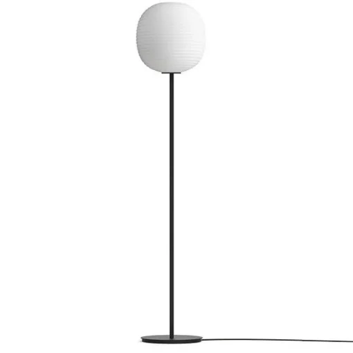 NEW WORKS Lantern Gulvlampe M. Sort Fod & Matteret Hvid Opal Glas