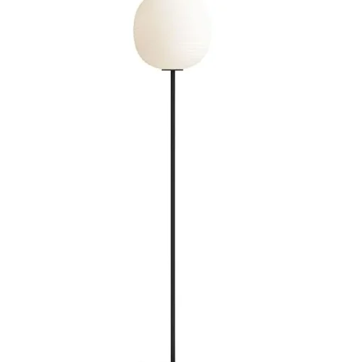 NEW WORKS Lantern Gulvlampe M. Sort Fod & Matteret Hvid Opal Glas