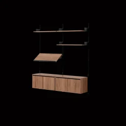New Works Living Shelf Reol Med Døre Lav Valnød