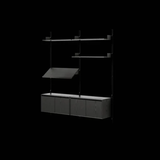 New Works Living Shelf Reol Med Døre Lav Sort Ask