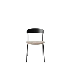 New Works Missing Spisebordsstol Sort Eg/Láder Polstret Almond 30256