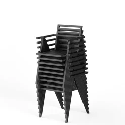 NINE 19 Outdoors Stacking Udendørsstol m. Armlán 2 Stk. Sort