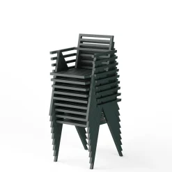 NINE 19 Outdoors Stacking Udendørsstol m. Armlán 2 Stk. Grøn