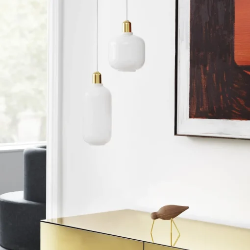 Normann Copenhagen Amp Pendel Lille Hvid/Zink