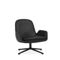 Normann Copenhagen Era Lánestol Lav med Swivel Sort Aluminium/Sort Láder 41599