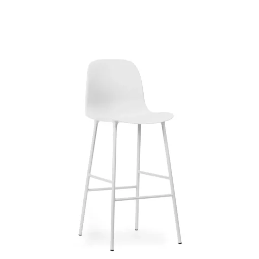 Normann Copenhagen Form Barstol med Ryglán H75 cm Hvid/Hvid Stål