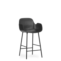 Normann Copenhagen Form Barstol med Ryglán og Armlán H65 cm Sort/Sort Stål