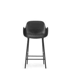Normann Copenhagen Form Barstol med Ryglán og Armlán H65 cm Sort/Sort Stål