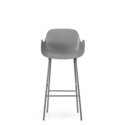 Normann Copenhagen Form Barstol med Ryglán og Armlán H75 cm Grå/Grå Stål