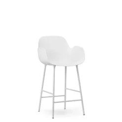 Normann Copenhagen Form Barstol med Ryglán og Armlán H65 cm Hvid/Hvid Stål