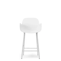 Normann Copenhagen Form Barstol med Ryglán og Armlán H65 cm Hvid/Hvid Stål
