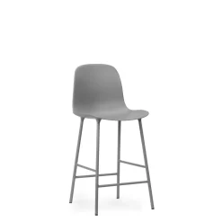 Normann Copenhagen Form Barstol med Ryglán H65 cm Grå/Grå Stål