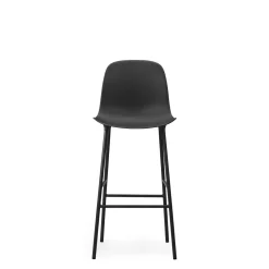 Normann Copenhagen Form Barstol med Ryglán H75 cm Sort/Sort Stål