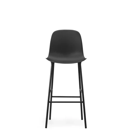Normann Copenhagen Form Barstol med Ryglán H75 cm Sort/Sort Stål