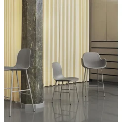 Normann Copenhagen Form Barstol med Ryglán H75 cm Sort/Sort Stål